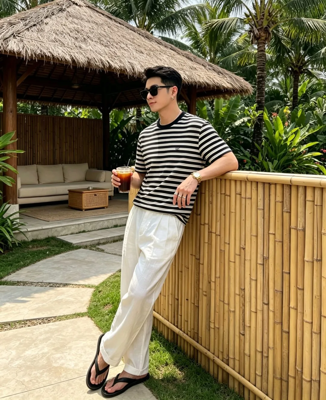 Italian Kiton Blended Striped Soft Short Sleeve T-Shirt