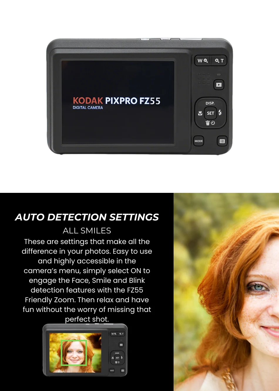 KODAK PIXPRO FZ55 16MP Digital Camera 5X Optical Zoom 28mm Wide Angle 1080P Full HD Video 2.7" LCD Vlogging Camera