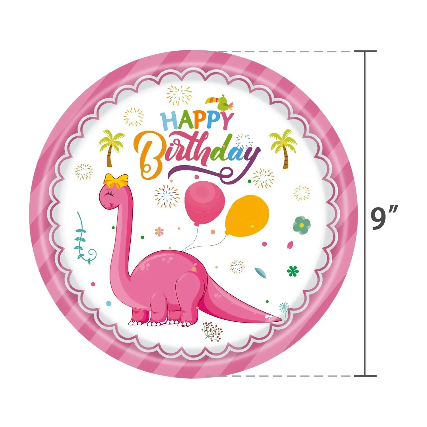 Pink Dinosaur Birthday Party Decorations Disposable Tableware Set Balloon Kids Girls Dinosaur Theme Happy Birthday Party Decorat