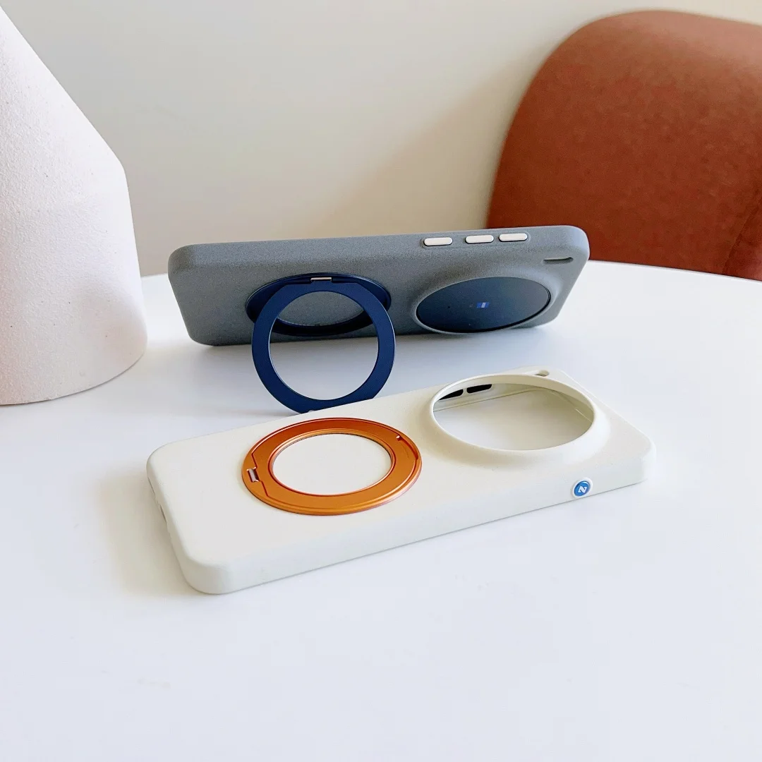For VIVO X300 Pro Case Protective Matte Yellow Orange Color Solid Magsafe Ring Holder Pattern Mobile Phone Back Cover