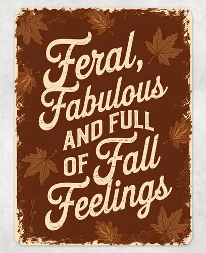Feral Fabulous Fall Feeling Metal Poster Wall Tin Sign Man Cave Shed Home Plaque --Tin Sign