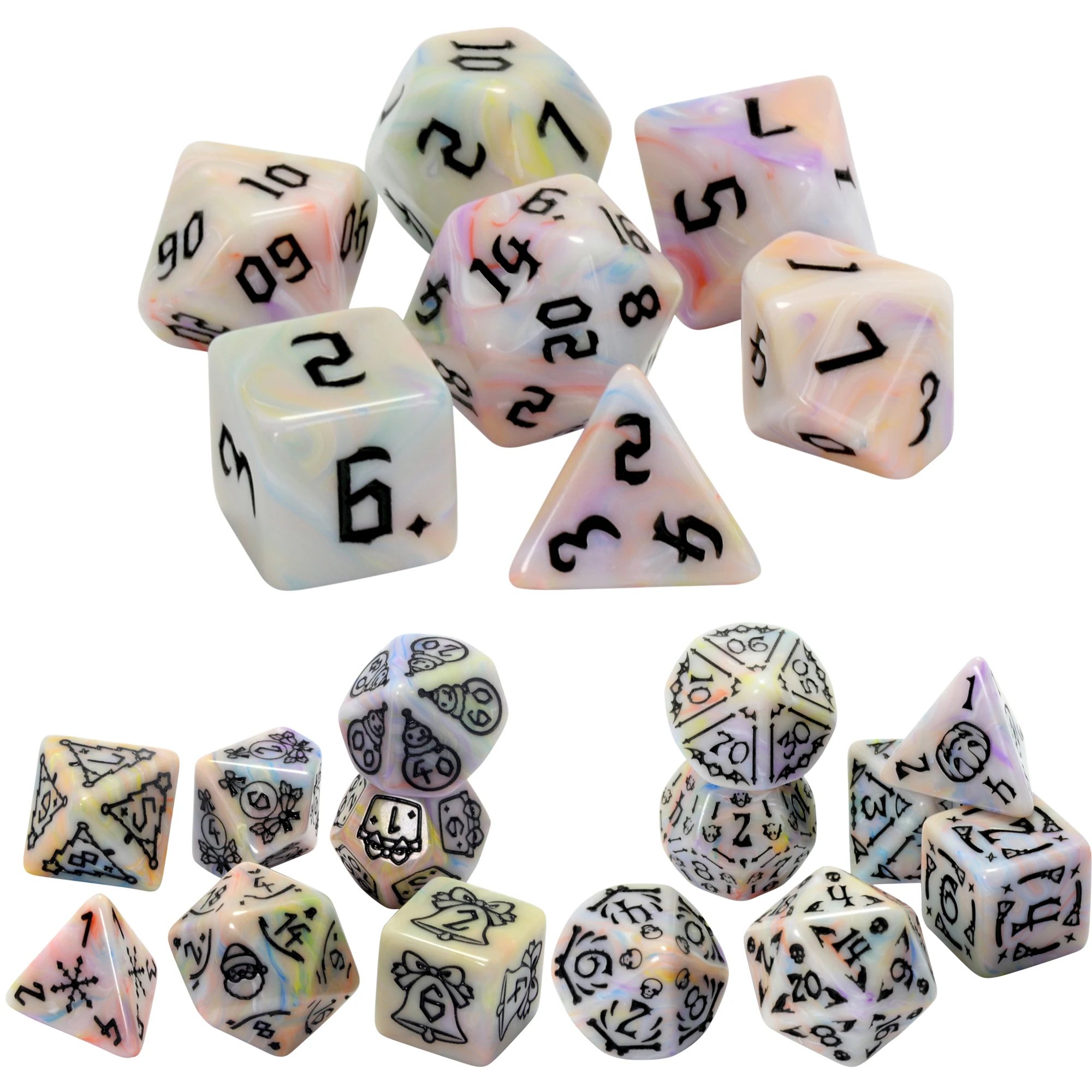 

7pcs DND Dice Board Game Accessories Mixing Color Polyhedral Dice for Role Playing Game DND COC Tabletop Game