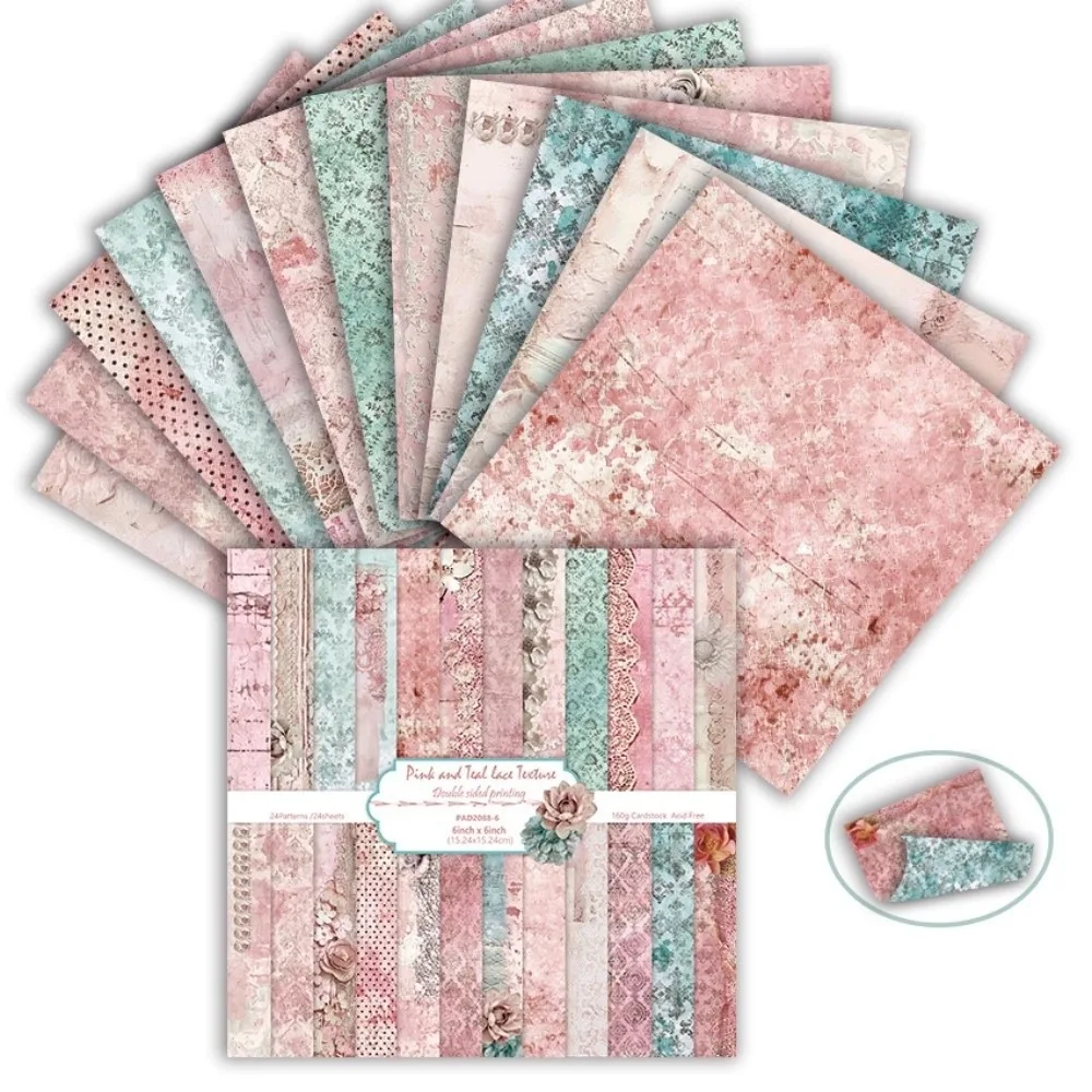 24Sheets 6 Inch Scrapbook Paper Floral Pattern Double Sided Decorative Paper Acid-Free Vintage Craft Paper Journaling