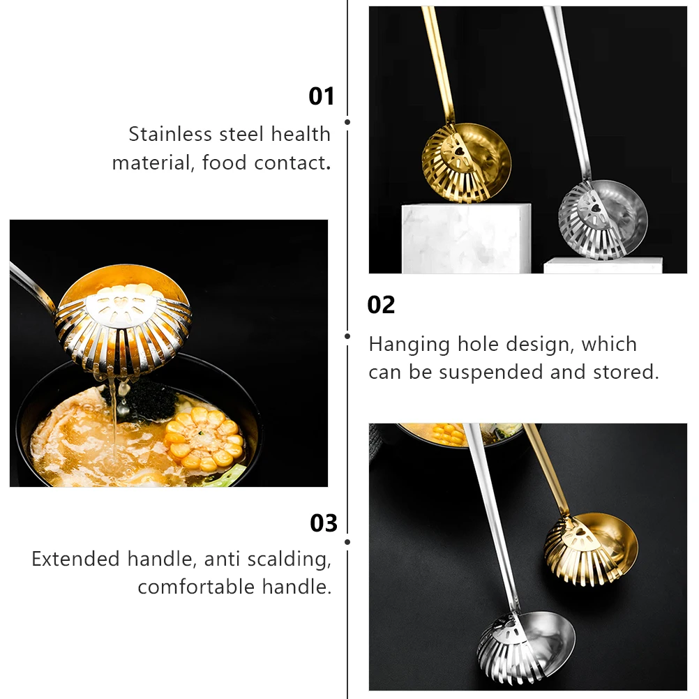 

Multi purpose Soup Spoon Stainless Steel Long H Easy to Clean for Home Restaurant Use Hot Pot Spoon Screen