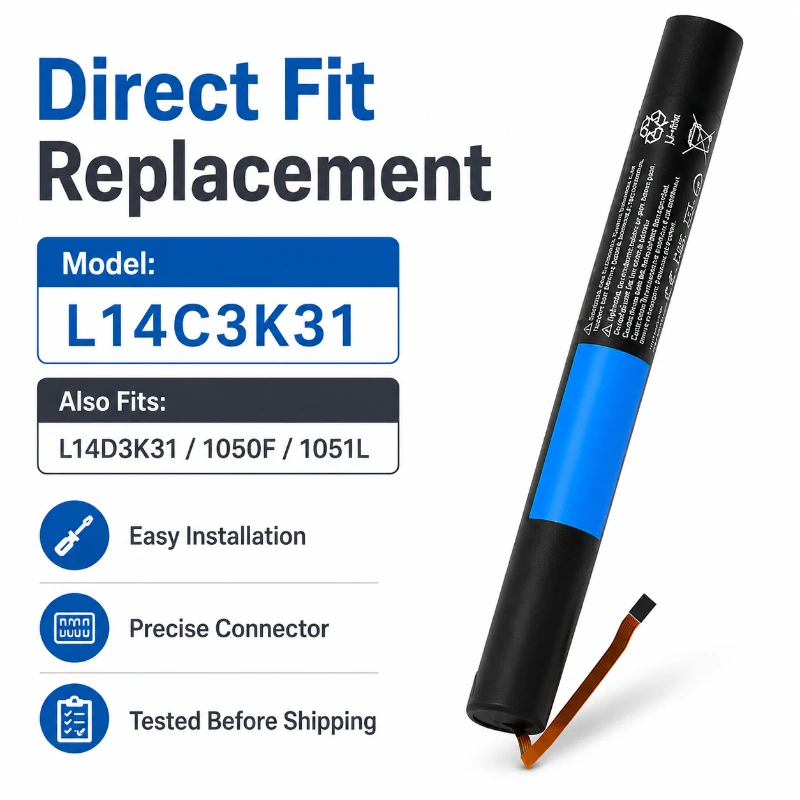 9600MAH Large Capacity for Lenovo Yoga Tablet 2-1050F 1051L L14C3K31 L14D3K31 Long-lasting and  Durable Tablet Battery