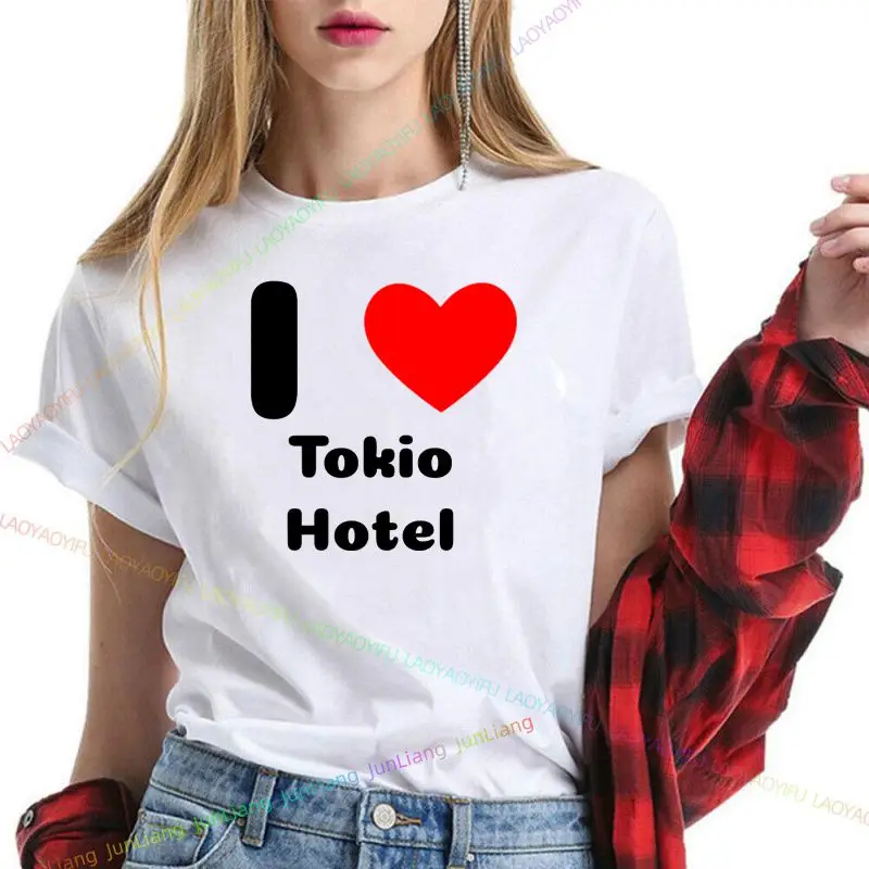 الألمانية روك باند طوكيو فندق جولة تي شيرت مطبوع الرجال الهيب هوب روك الشرير القوطية تي شيرت عادية فضفاض قصيرة الأكمام قميص