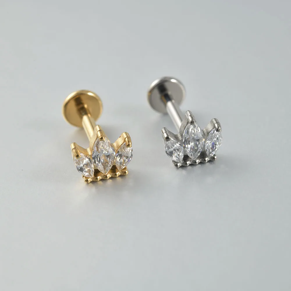 Women's Titanium CZ Ear Cartilage Labret Stud Earring