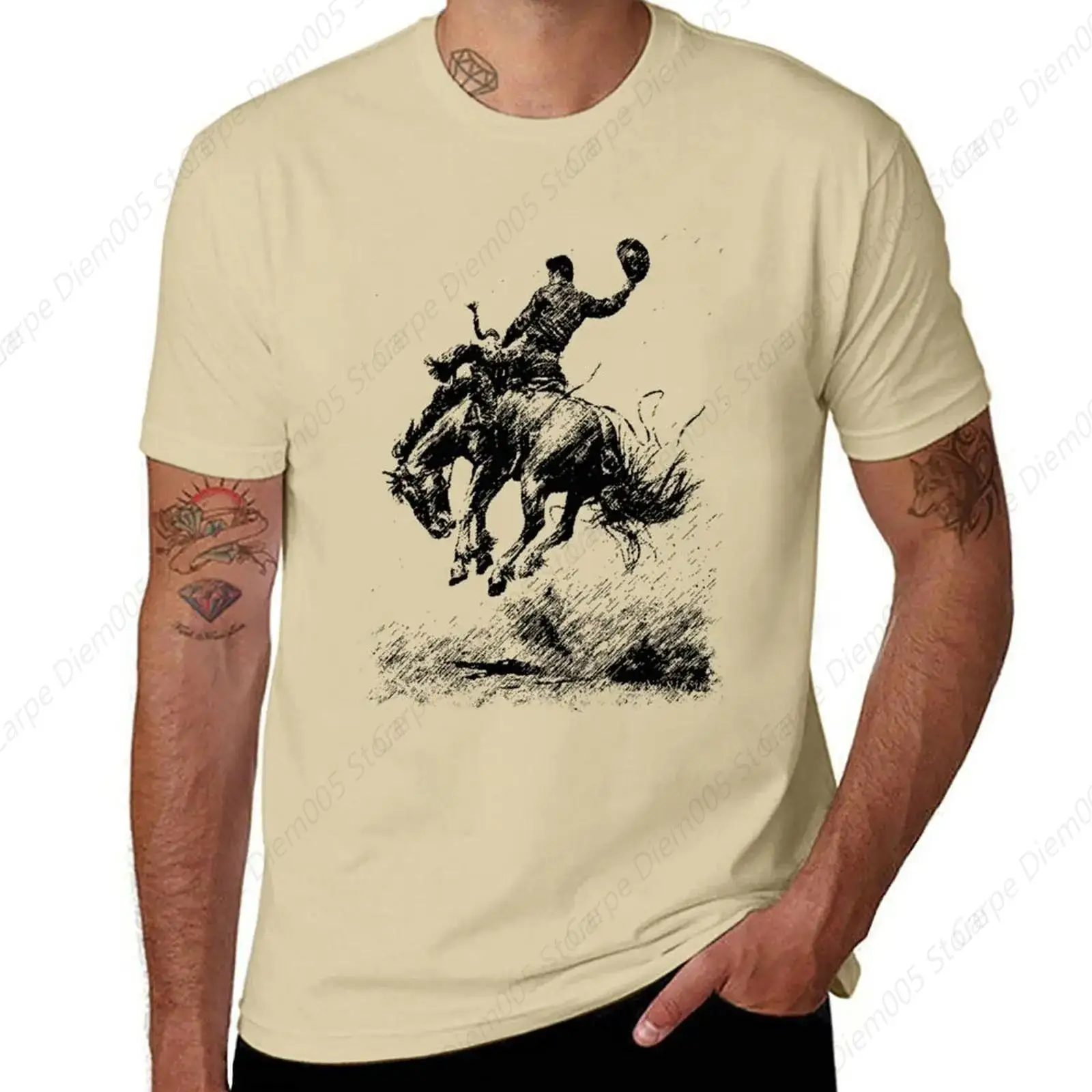 New Be In The Cowboy On Horse Vintage Rodeo T-Shirt Oversized T Shirt Blouse Mens Big And Tall T Shirts