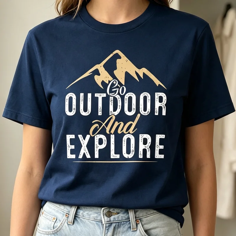 Go Outdoor Explore Mountain Minimal Sunset Nature Hiking Adventure T Shirt Graphic Tee Casual Streetwear for Men Women Fashion