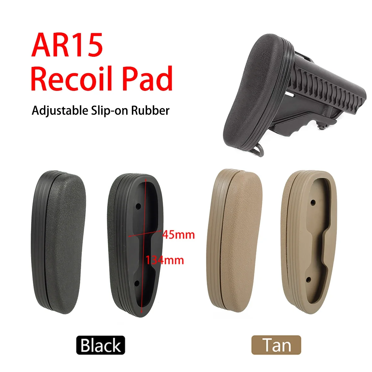 

Tactical Buttstock AR15 Rubber Pad Non-Slip Hunting Accessories Snap-On Recoil Pad for Most 6-Position Adjustable