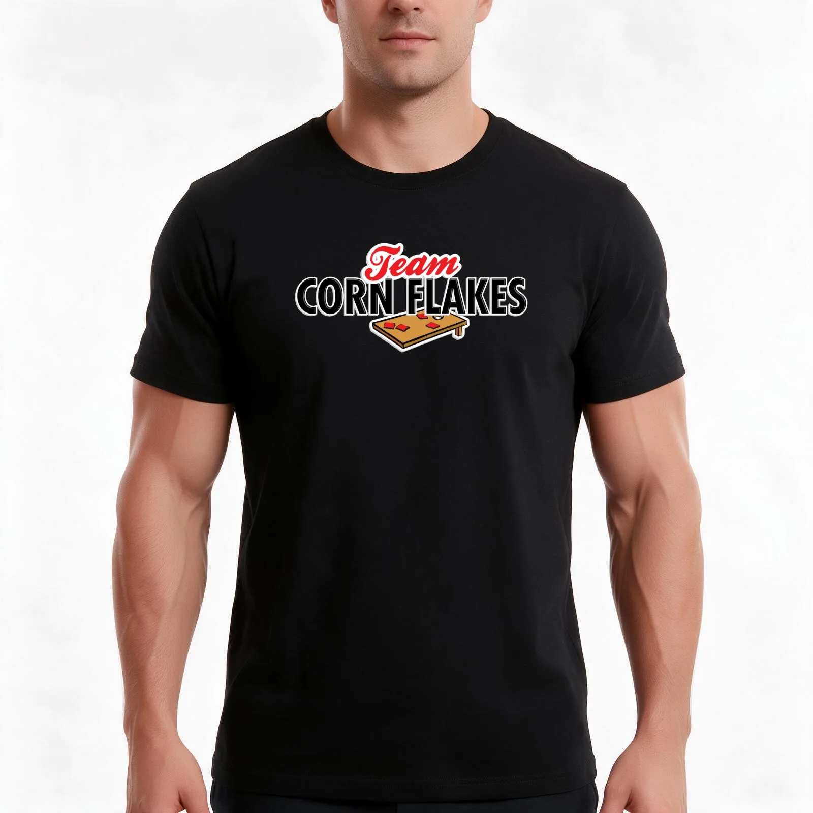 Corn Flakes T-Shirt, Summer Casual Cotton Tee, Oversized Streetwear Tops, Vintage Graphic Print, Loose Fit Short Sleeve