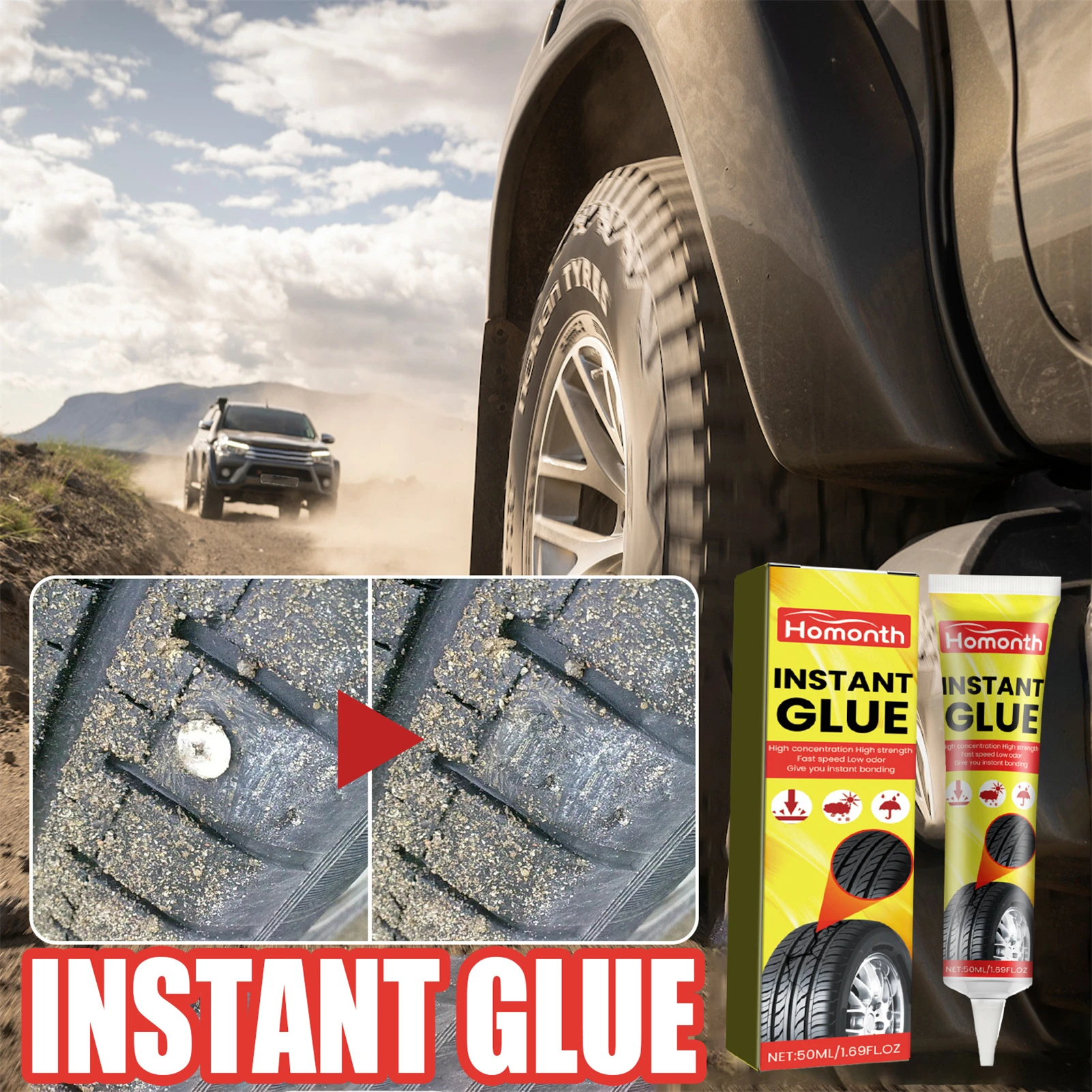 

Car Tire Instant Glue Rubber Tyre Crack Repair Maintenance Glue for Car Truck Tractor Mower