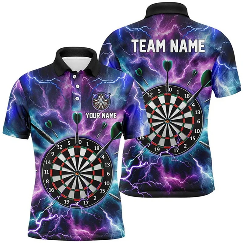 

3D Personalized Name Fire Flame Darts Mens Sports Man T Shirt Polo Darts Shirt For Men Darts Team Jersey Gift For Darts Lovers