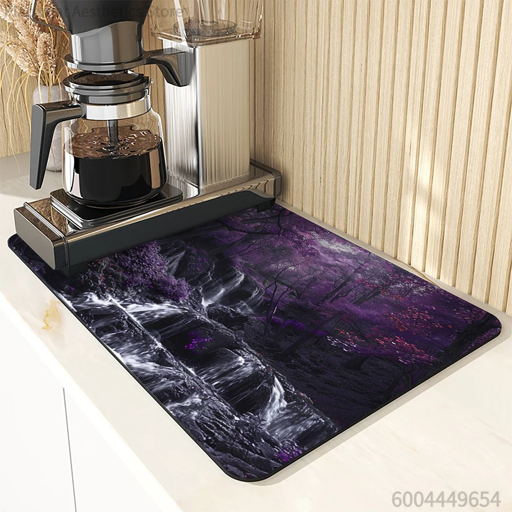 Absorbent Tableware Dish Drying Mats Landscape Desk Drain Pad Heat Resistant Counter  Mat Non-slip Draining Placemat Kitchen