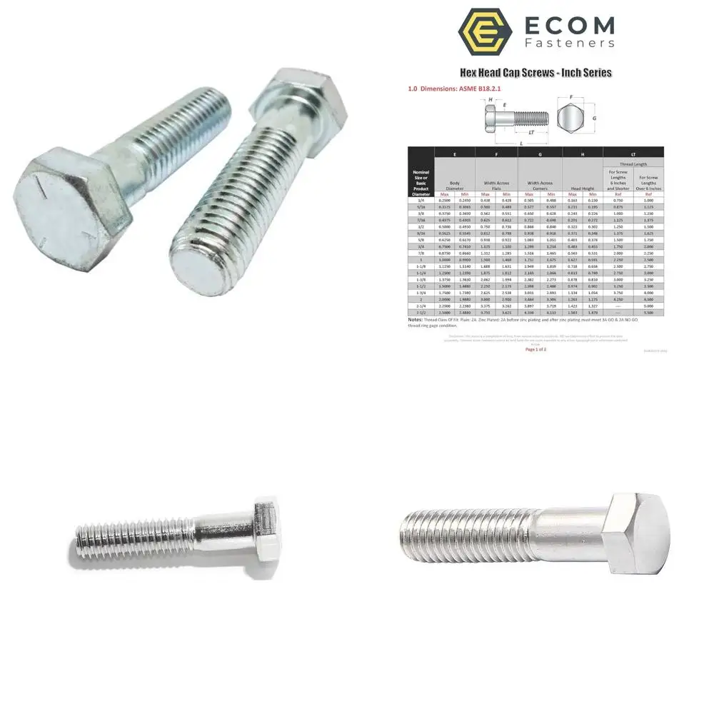 

Винты с шестигранной головкой из оцинкованной стали класса 5, 7/16-14 x 5,5 дюйма, грубая резьба, частичная резьба, 25 шт.