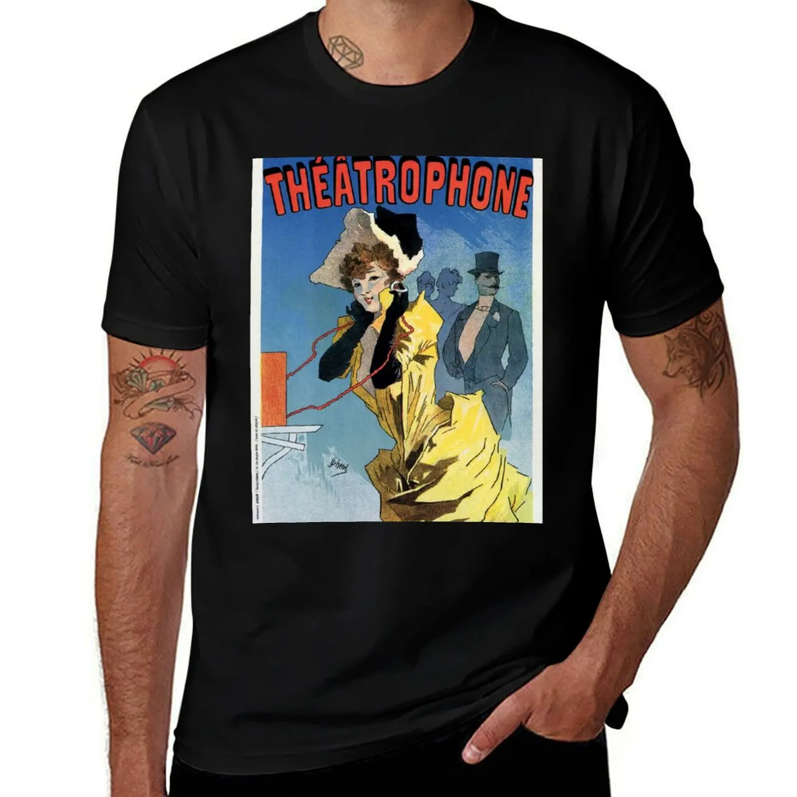 1896 Vintage French theatre phone (theatrophone) by Cheret T-Shirt designer shirts customs design your own men tshirt