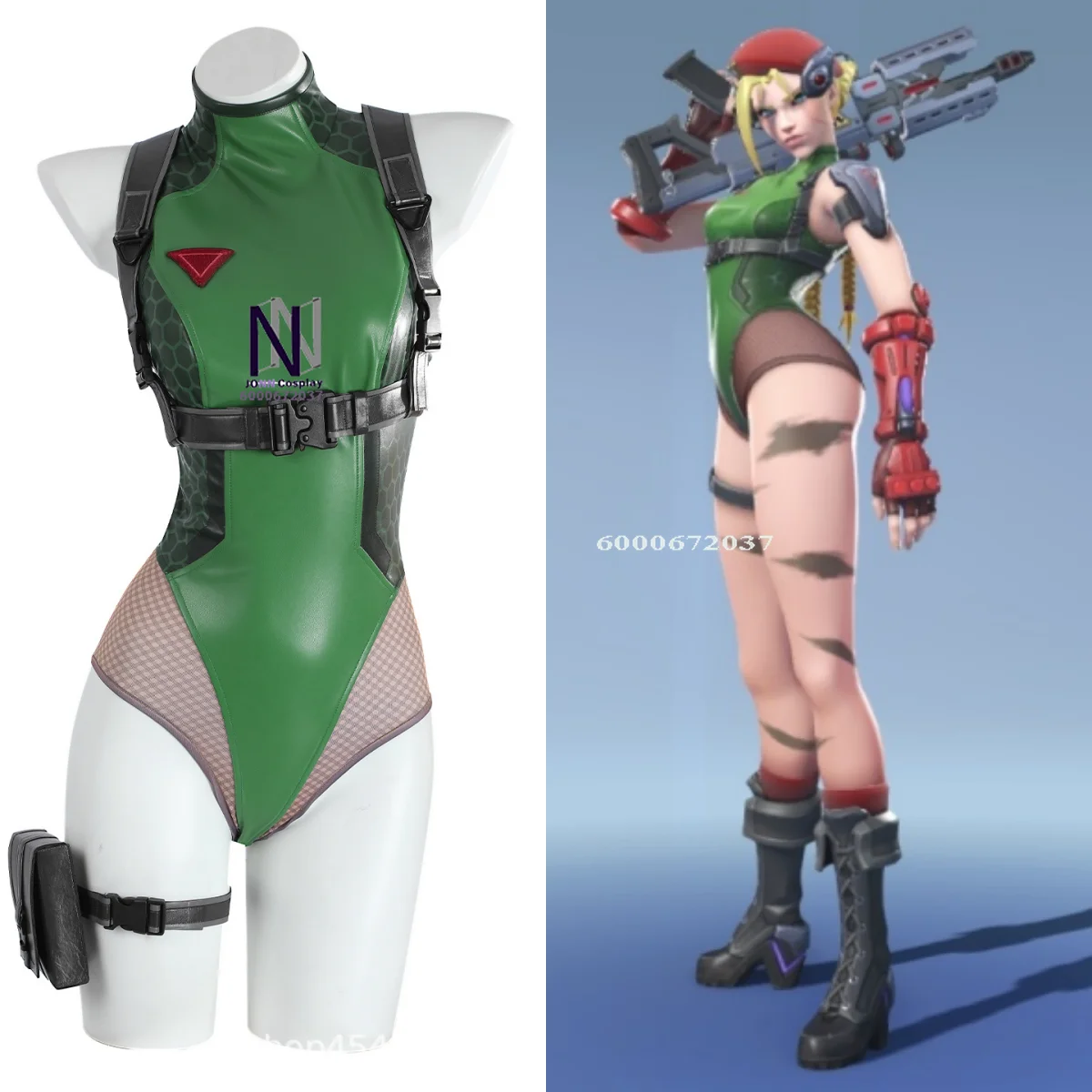 

Popular Game Cosplay Costume Anime Cammy White Role Playing Sexy Leather Green Jumpsuit for Women Comic Con Halloween Party