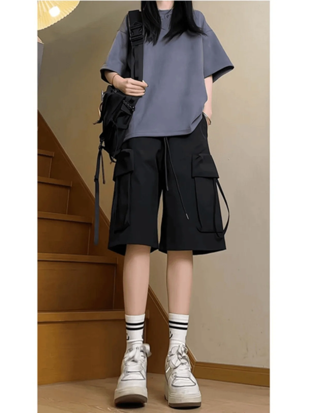 

Мужские летние модные брюки American Sle Qui Dry из шести частей, высококачественные, из ледяного шелка, тонкие, черные, повседневные, из пяти частей