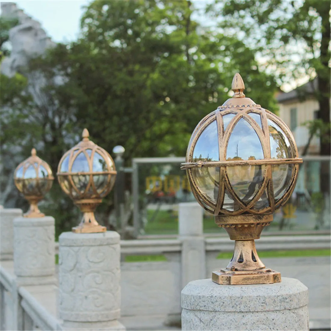 Imagem -06 - Pacote Rústico ao ar Livre Pós Luz Exterior Coluna Lâmpada Pólo Lanterna de Rua com Globo de Vidro Sombra para Jardim Pátio Caminho Peças