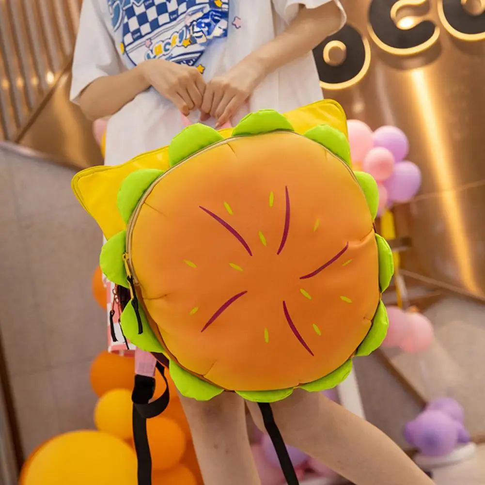 38cm Hamburger Backpack With Adjustable Strap Realistic Large Capacity Spacious Compartments Cheeseburger Backpack Storage Pouch