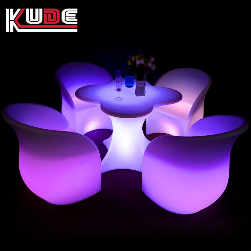 Simple plastic LED light source table without skeleton A luminous beach chair