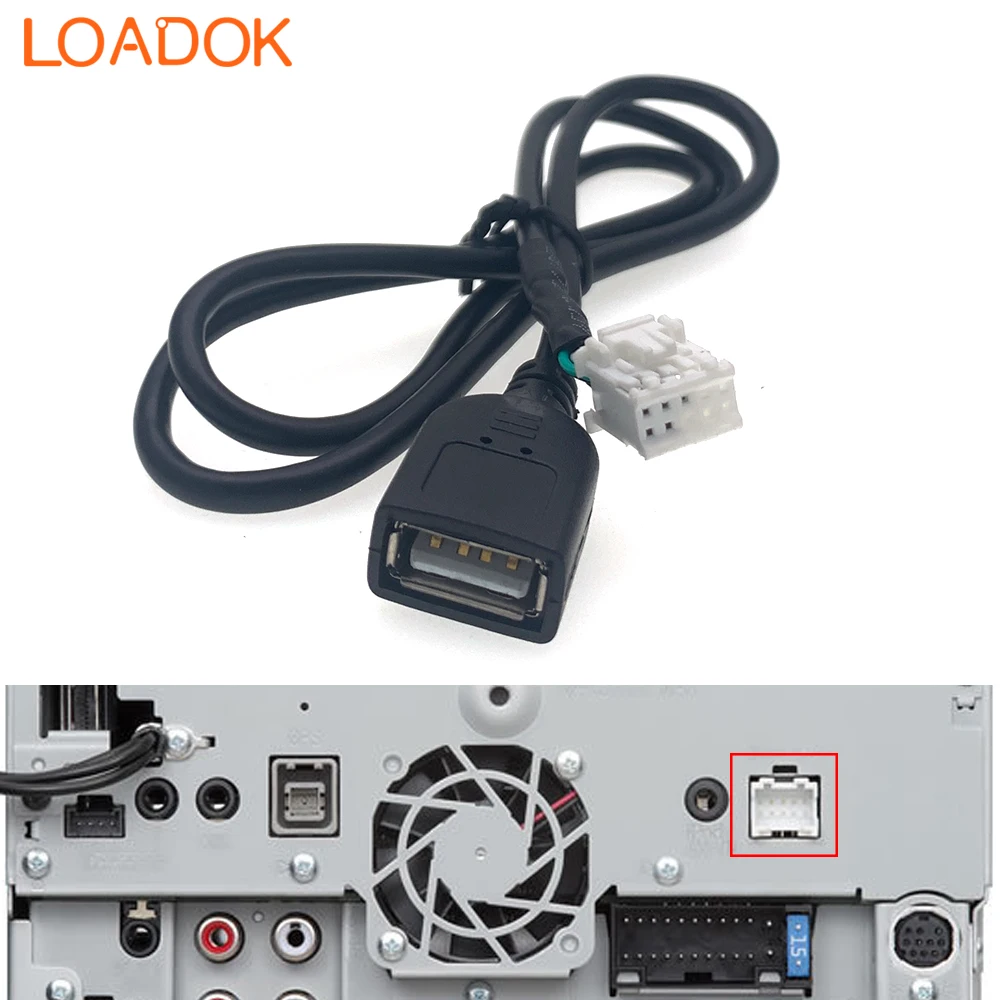 10 Pin Car Radio USB Female Input Media Data Wire Harness Cable Adapter For Kenwood  DDX6703S DDX9703S DNX573S DNX773S