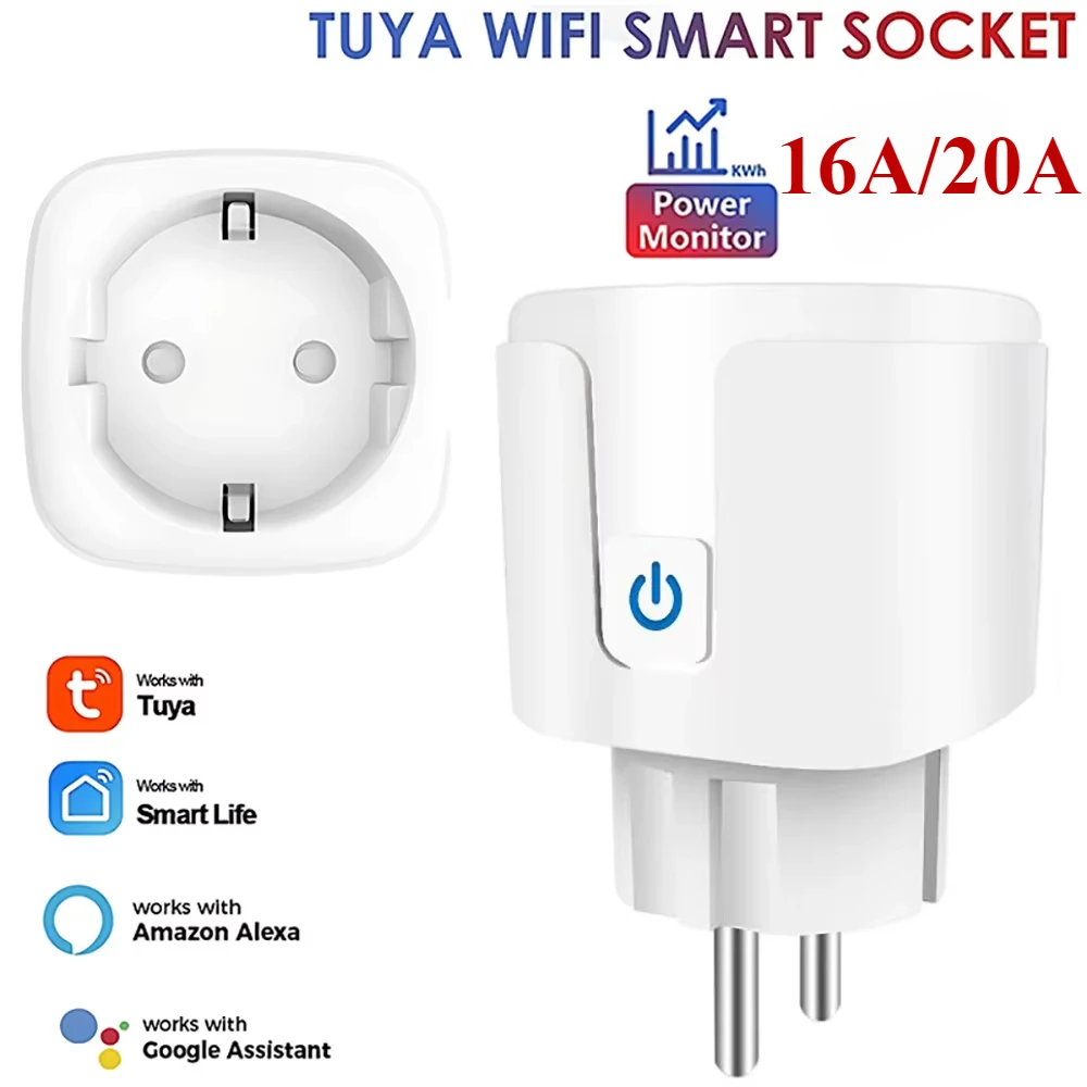 مقبس ذكي الاتحاد الأوروبي التوصيل 16A/20A واي فاي المكونات الذكية مع مراقبة الطاقة المنزل الذكي التحكم الصوتي دعم جوجل مساعد اليكسا أليس
