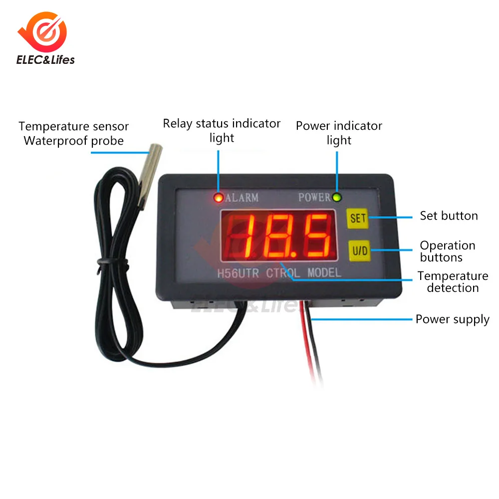 H56TR cyfrowa kontrola temperatury wyświetlacz LED termostat z przyrządem sterującym ciepłem/chłodzeniem DC 12V 24V AC 220V wymień W3230