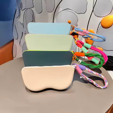 Silicone Zipper Glasses Bag Sunglasses Storage Protective Cover Hanging Bag Coin Purses For Women Girls Waterproof Glasses Box