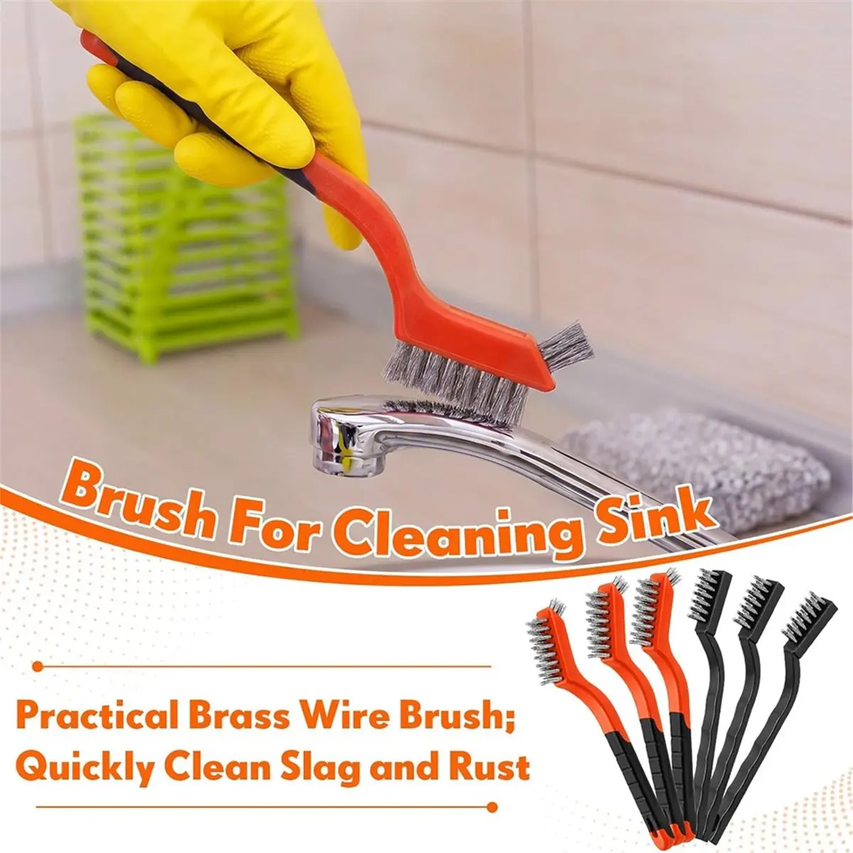 90 Pcs Wire Brushes Set , Double Headed Tiny Steel Brush Curved Handle, for Cleaning Rus Welding Slag Paint Stain