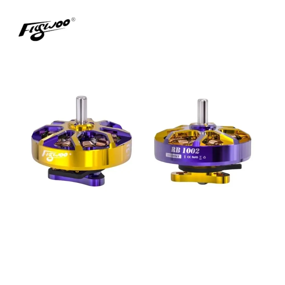 محرك Flywoo ROBO 1002 19800KV/23500KV بدون فرش FPV (2.4 جم) - 1S لطائرات بدون طيار Whoop/Toothpick (ذهبي/أرجواني)