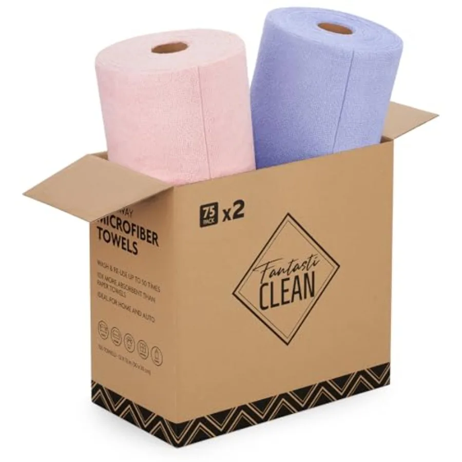 

Microfiber Cleaning Cloth Roll -, Tear Away Microfiber Towels, 12" x 12", Reusable, Washable, Ultra Absorbent Dishcloth for All