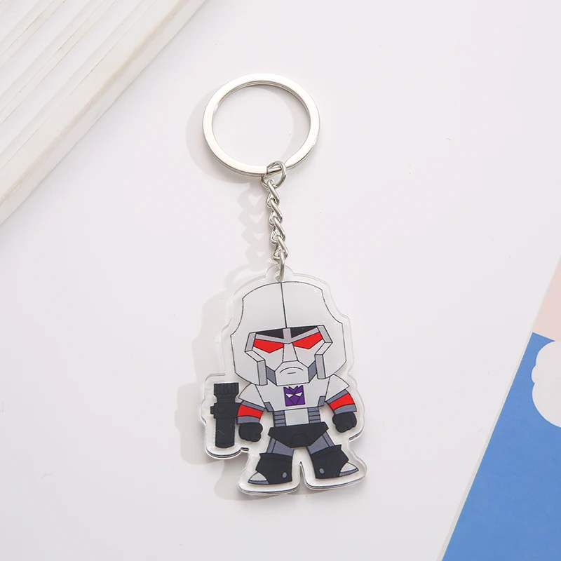 New Creative Cartoon Movie Robet Key Chains Acrylic Transformer Car Key Chain Kids Bag Pendant Keyring Friends Gift Charms
