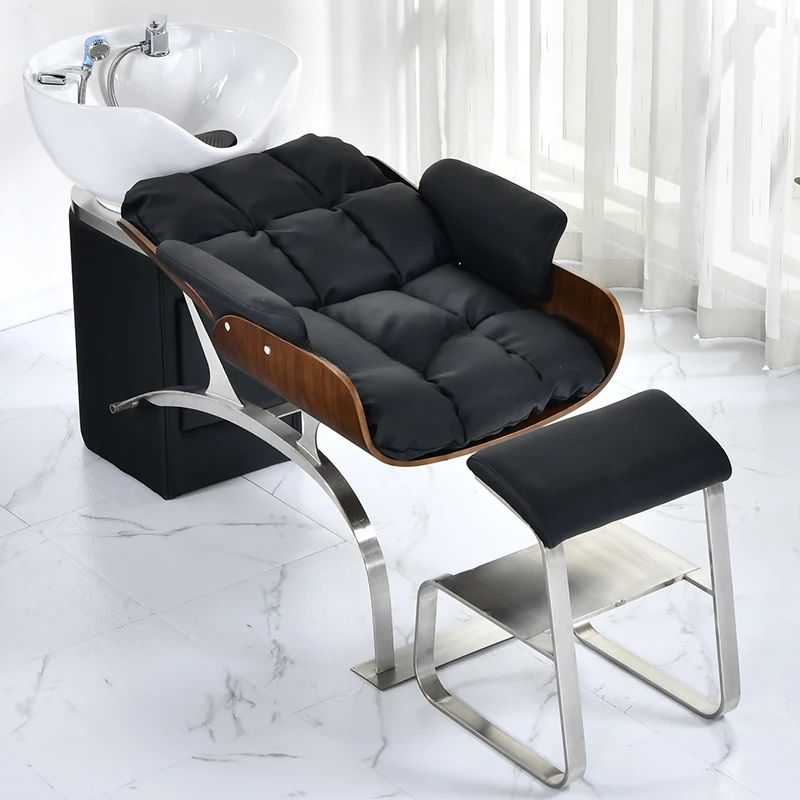 Barber Shop Shampoo Chair Flushing Bed Hair Salon High-End Lying Half Ceramic Deep Basin Shampoo Chair