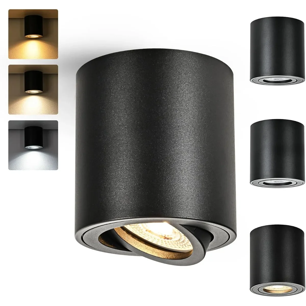 JOYINLED Round Surface Mounted Downlight Fixture GU10 Socket Aluminium Spotlight Housing Ceiling Lamp Holder for LED Bulb