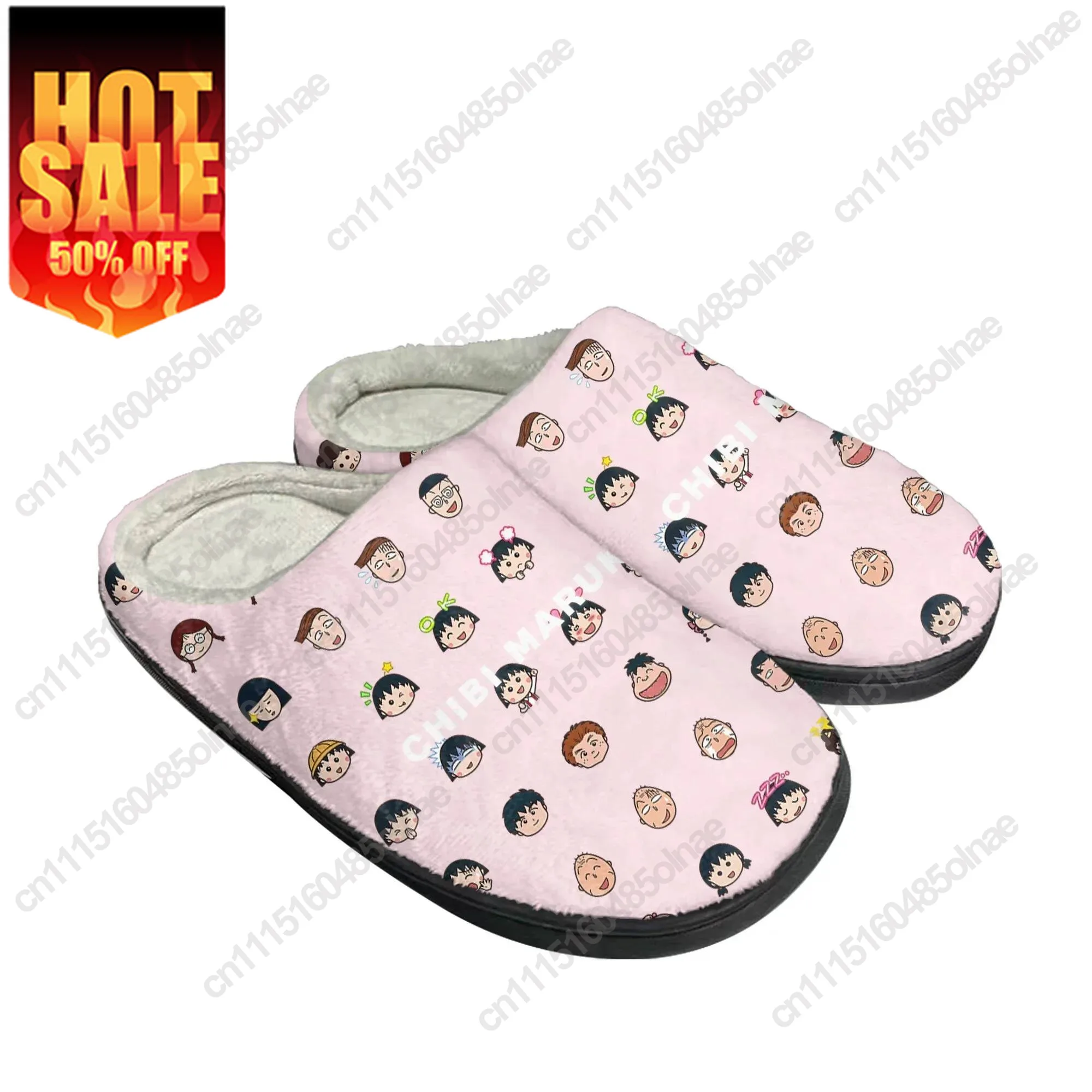 Chibi Maruko Home Cotton Slippers Mens Womens Plush Bedroom Casual Keep Warm Shoes Japanese Anime Custom Thermal Indoor Slipper
