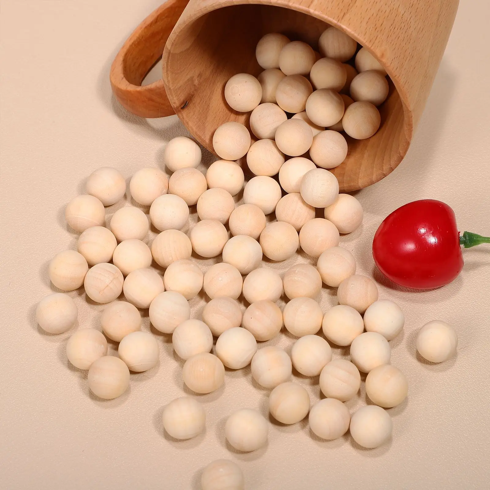 100pcs Natural Unfinished Wooden Beads Round Wooden Balls Small Craft Balls Without Holes DIY For Making Handmade Accessories