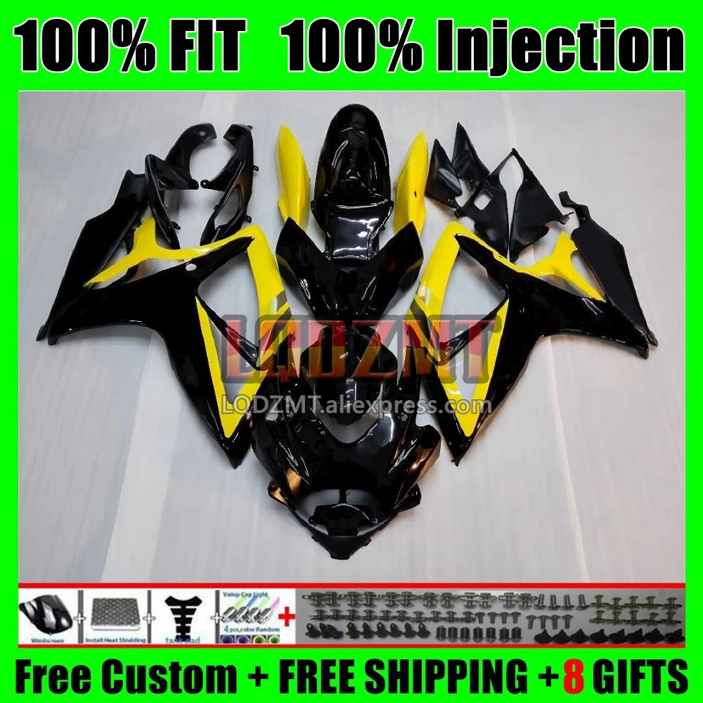 Injection Body For SUZUKI GSXR600 K6 GSXR750 GSXR 600 750 4No.12 GSX R750 GSXR-750 06 07 GSX-R600 2006 Yellow black 2007 Fairing