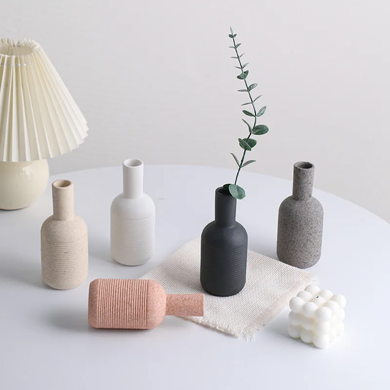 Nordic Style Ceramic Flower Vase Morandi Color Light Luxury Ceramic Vase  for Flowers Creative Flower Plant Pots Vase Home Decor