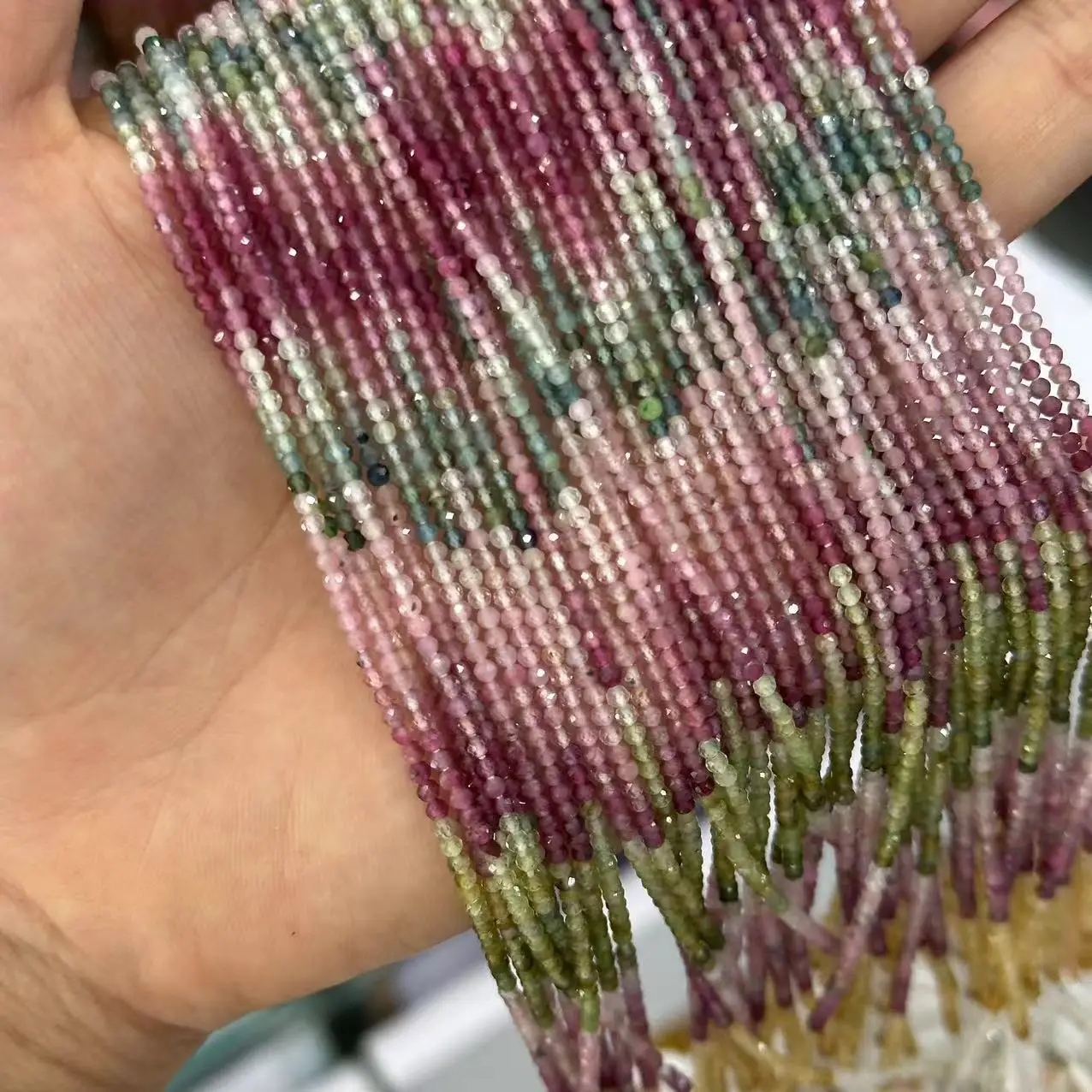 Natural Color Tourmaline Small Cut Loose Beads 2mm Color Separation Transparent Watermelon Tourmaline Beads Millet Beads