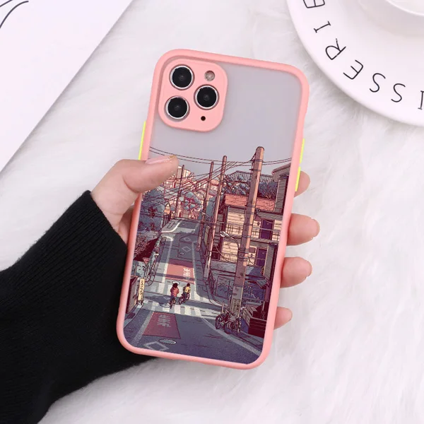 Japanische Anime-Malerei-Hauslandschaft Handyhülle für iPhone 16 15 Plus X XR XS Max 17 16 15 13 12 11 14 Pro Max Harte Matte Hülle – Detail 3