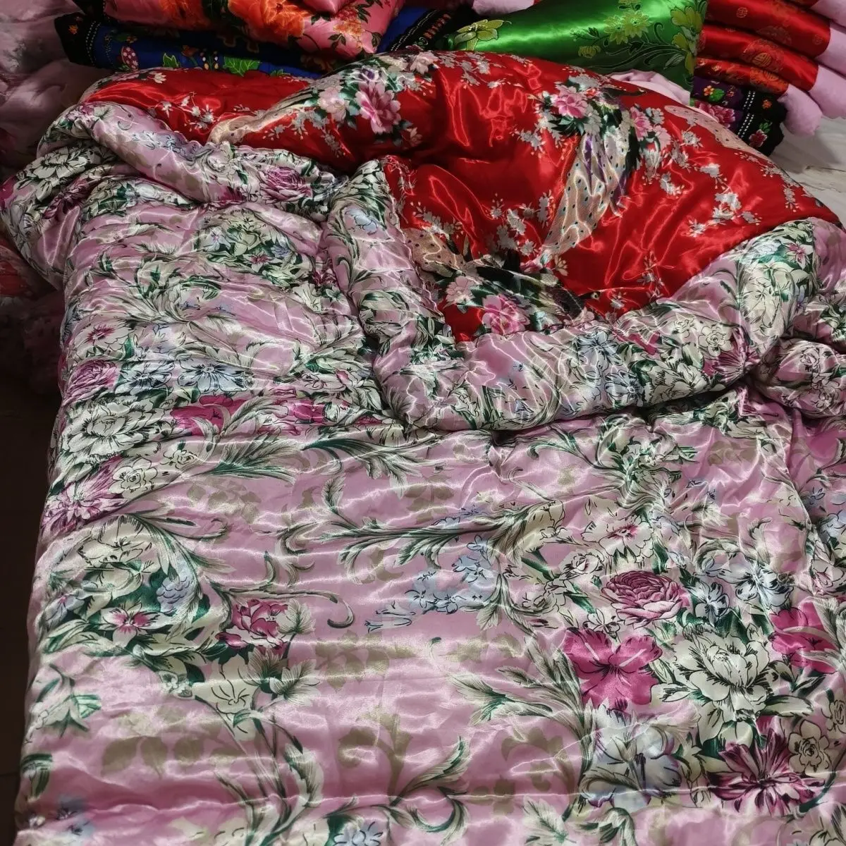 غطاء حريري من الساتان اللامع بدون حشوة من القطن مع سحاب من جانب واحد ومفرش سرير مطبوع عليه زهور رائعة على الجليد #3