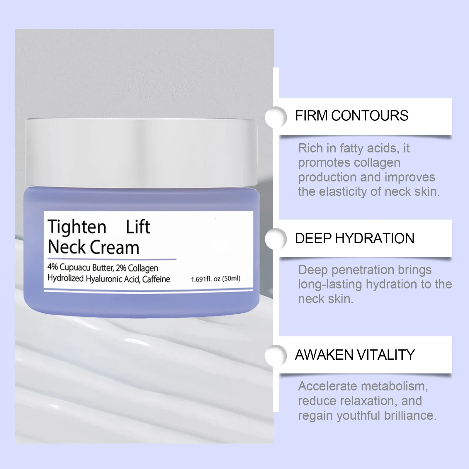 타이트닝 리프트 넥 크림 잔주름 완화 밝게 하고 탄력있게 하는 영양 크림 미백 부드럽게 하는 보습 크림