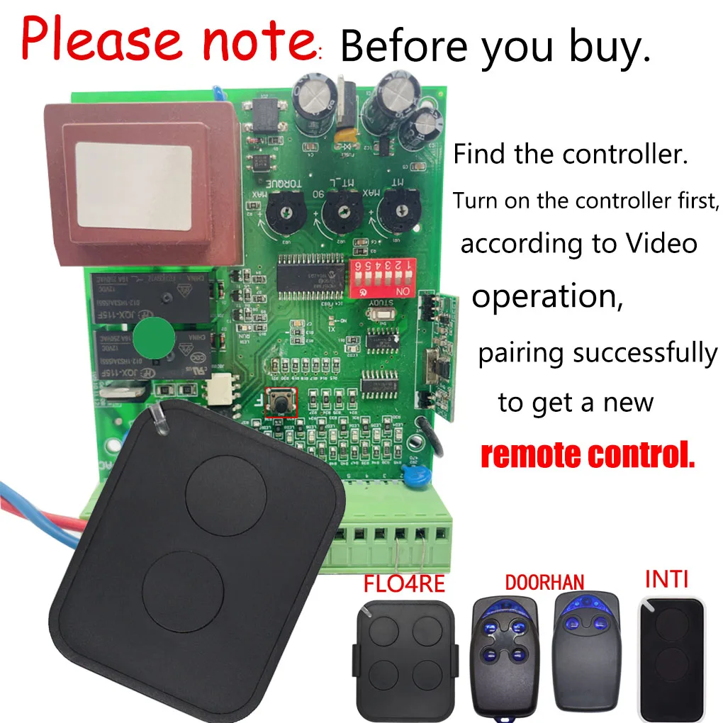 FLO4RE FL02RE 433MHz Garage Door Remote FL04RE Compatible for 433Mhz Rolling Code NICE ON2 ON4 ON2E ON4E FLO2R-S FLO4R-S