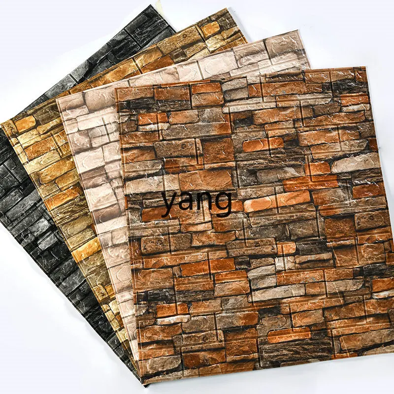 

LH three-dimensional living room TV background wallpaper Self-adhesive balcony waterproof brick pattern stone brick wallpaper