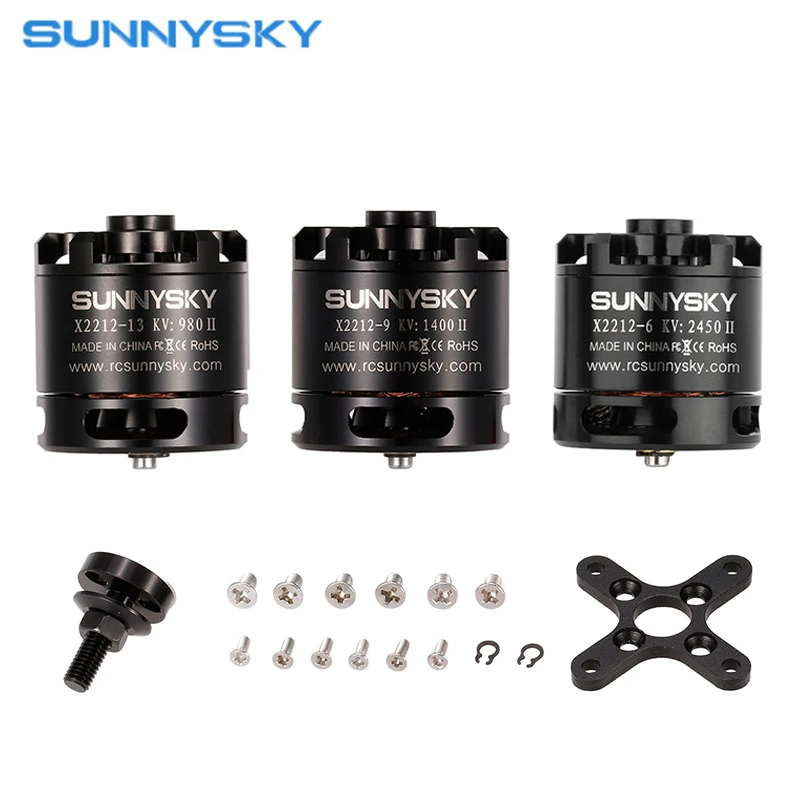 SUNNYSKY X2212Ⅱ 980KV 1400KV 2450KV Brushless Motor 2~4S Lipo 3.17 Shaft Diameter 20-40A ESC for Fixed-Wing Drone and Quadcopter