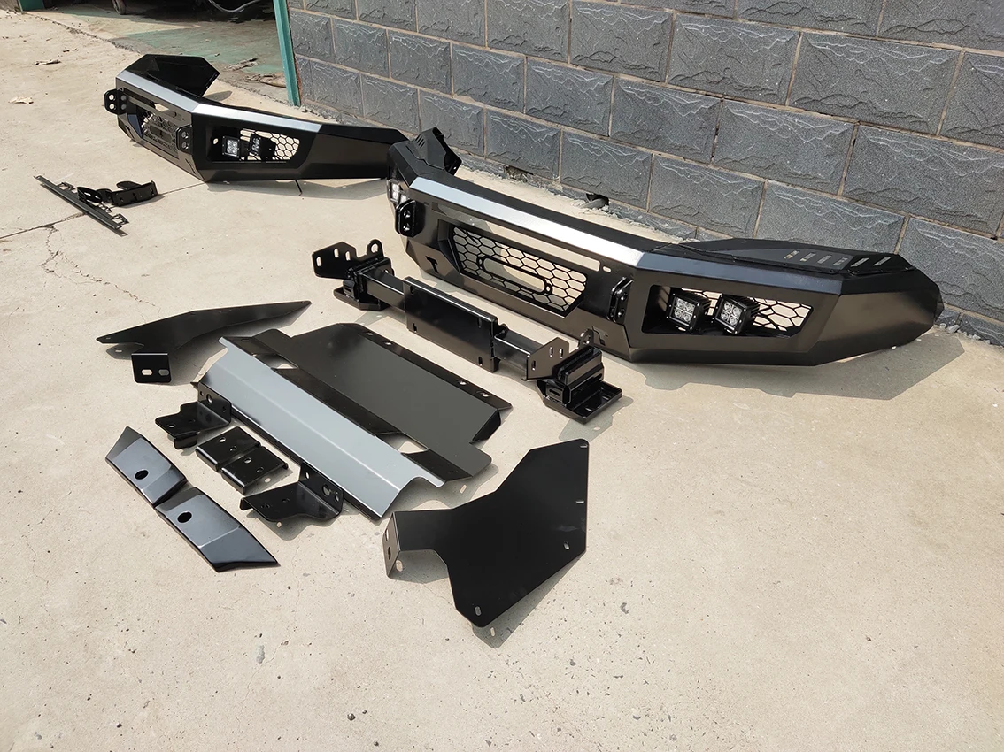 Picture 3: Spot Goods 4x4 Accessories Front Bumper with LED Light and Winch Mounting Tray Plate and  D-ring Fit for Hilux