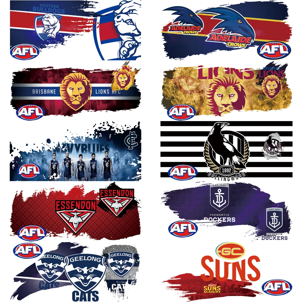 Australian Football 16oz UV DTF Wraps Footy Sports Team Themed 3D Sticker UV DTF For 16oz Cup Transfer DIY Sticker Gift