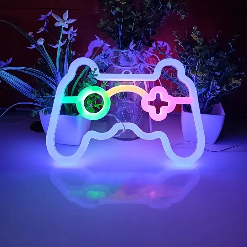 Usb-powered LED Neon Game Controller Wall Trim light - vibrant multi-color ambiance light for bedroom, bar or game room, modern