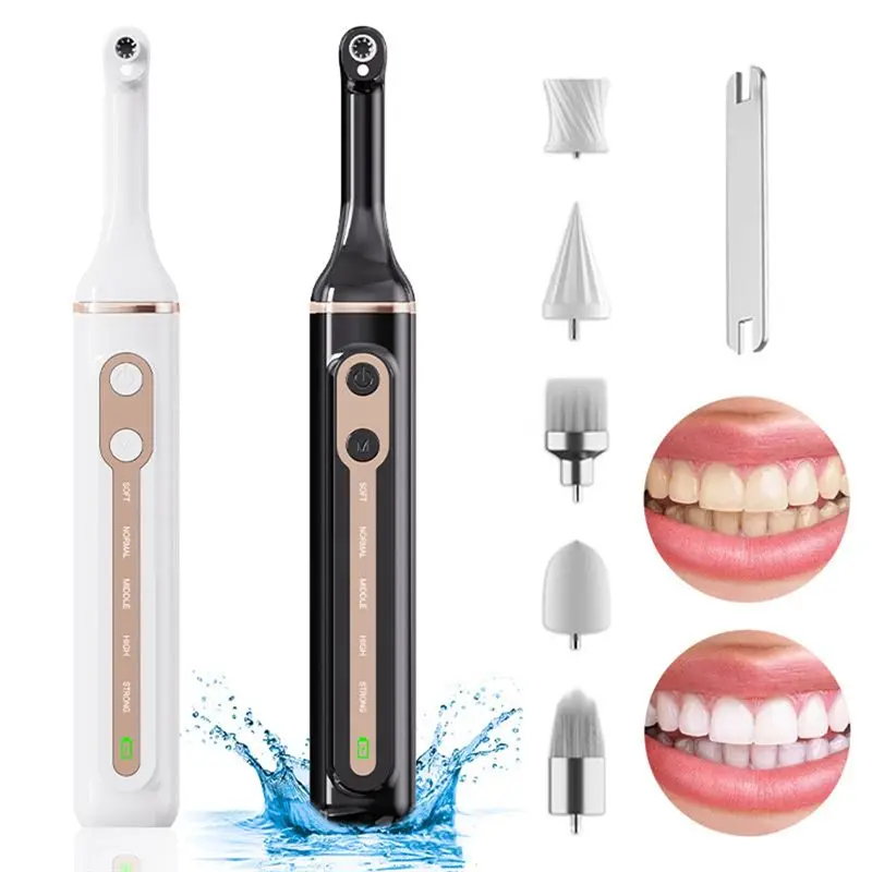 A98I-مجموعة تلميع الأسنان الكهربائية مجموعة تفتيح الأسنان الكهربائية مجموعة أدوات التنظيف للاستخدام العائلي مع 5 رؤوس